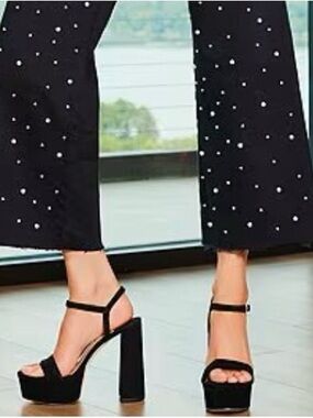 New w/o box Antonio Melanie Seena Suede Platform Black Dress Sandals Size 9 New